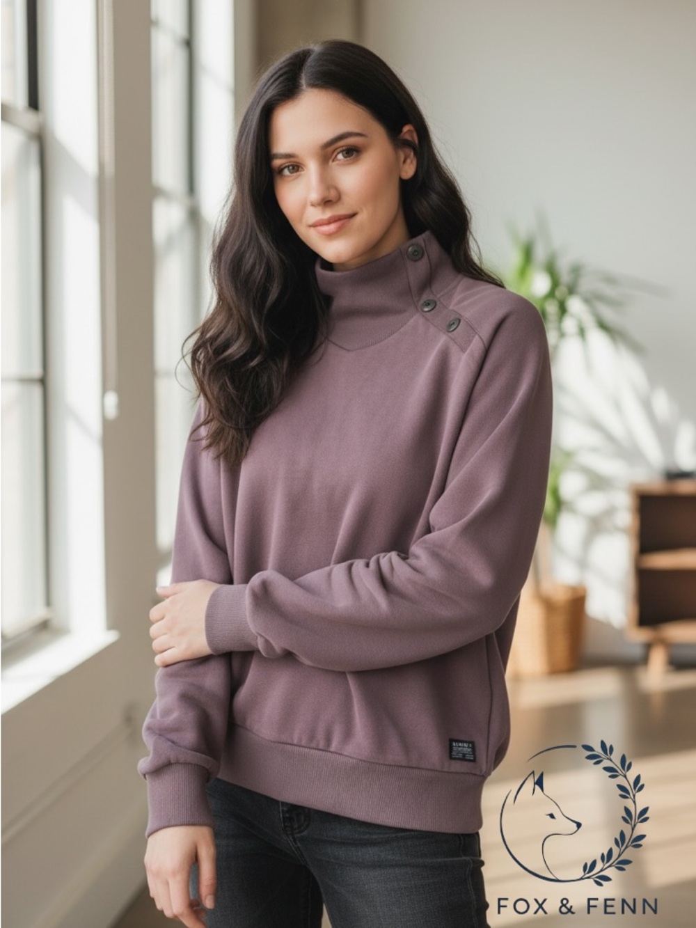 G-Star‎ Women's Asymmetric Button Mock Neck Sweater Fits Sm-Med